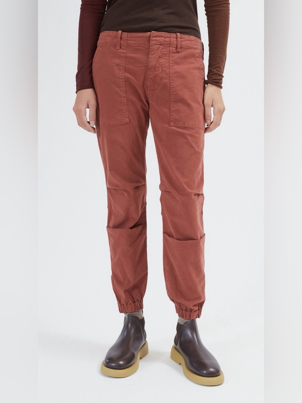 Nili Lotan Burnt Orange High-Rise Cropped French Military Pants